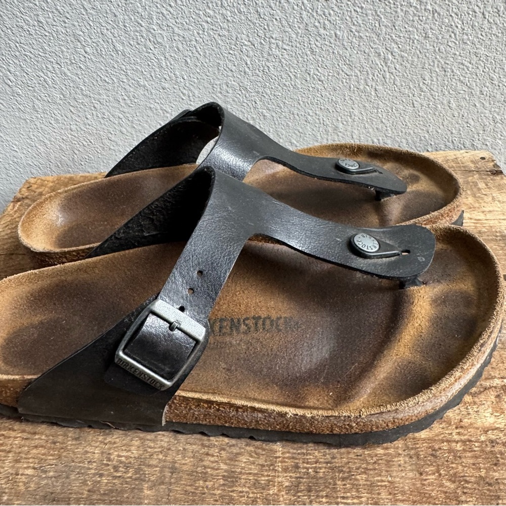 Birkenstock Gizeh Natural Leather Oiled Black Sandals size 41 - Picture 7 of 8